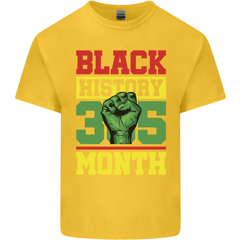 Black History Month Lives Matter African Mens Cotton T-Shirt Tee Top Yellow