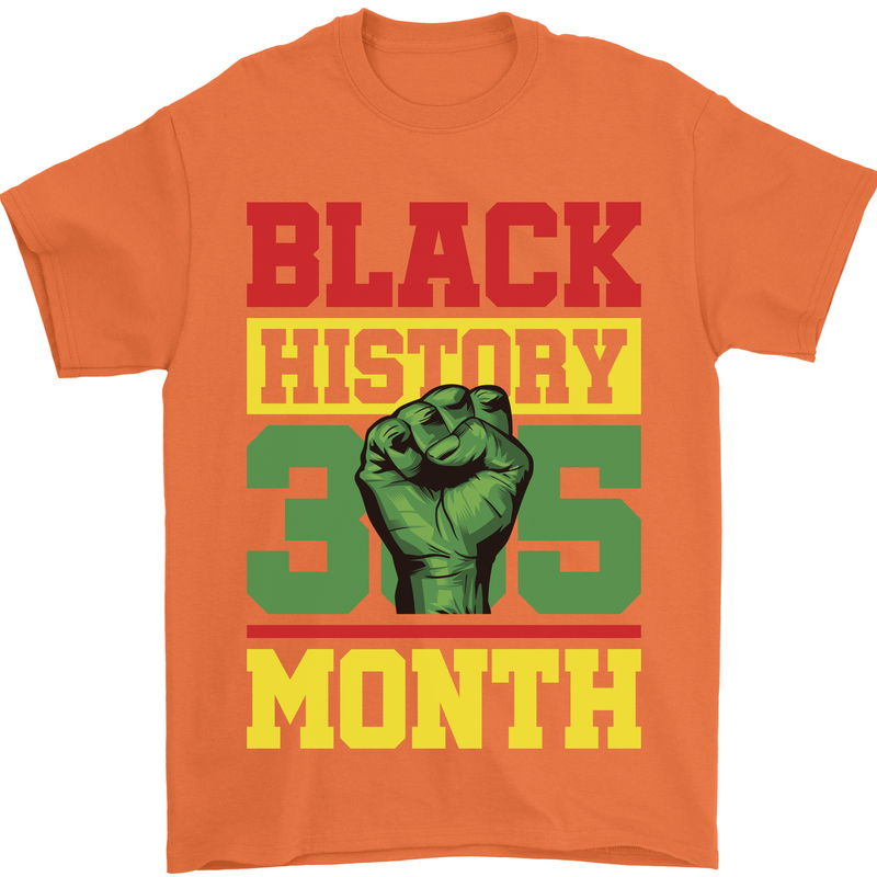 Black History Month Lives Matter African Mens T-Shirt 100% Cotton Orange