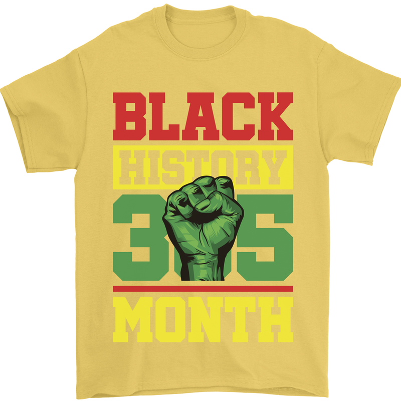Black History Month Lives Matter African Mens T-Shirt 100% Cotton Yellow