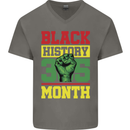 Black History Month Lives Matter African Mens V-Neck Cotton T-Shirt Charcoal