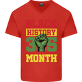 Black History Month Lives Matter African Mens V-Neck Cotton T-Shirt Red