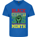 Black History Month Lives Matter African Mens V-Neck Cotton T-Shirt Royal Blue
