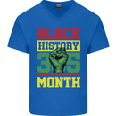 Black History Month Lives Matter African Mens V-Neck Cotton T-Shirt Royal Blue