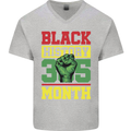 Black History Month Lives Matter African Mens V-Neck Cotton T-Shirt Sports Grey