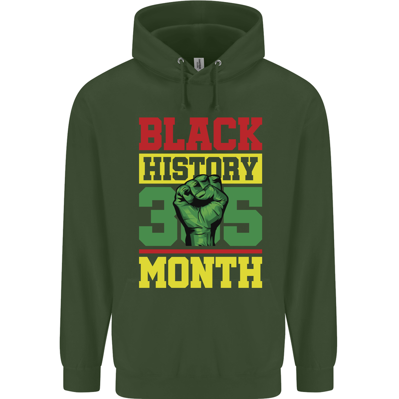 Black History Month Lives Matter Childrens Kids Hoodie Forest Green