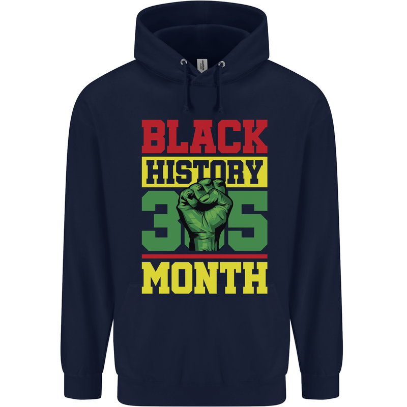 Black History Month Lives Matter Mens 80% Cotton Hoodie Navy Blue