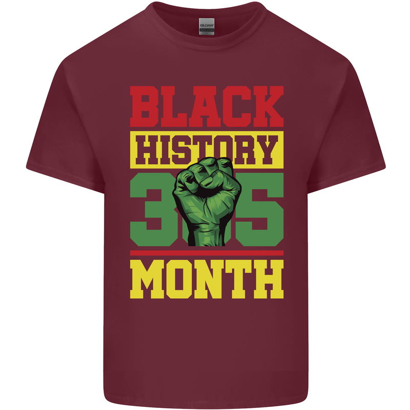 Black History Month Lives Matter Mens Cotton T-Shirt Tee Top Maroon