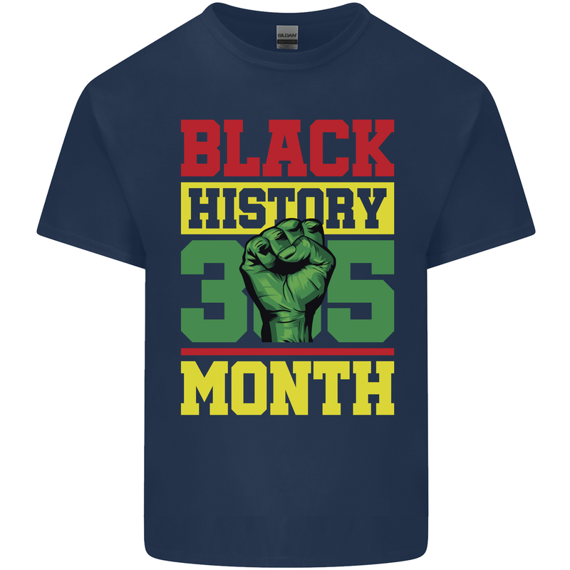 Black History Month Lives Matter Mens Cotton T-Shirt Tee Top Navy Blue
