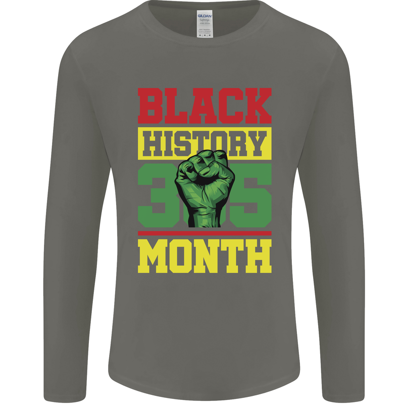 Black History Month Lives Matter Mens Long Sleeve T-Shirt Charcoal