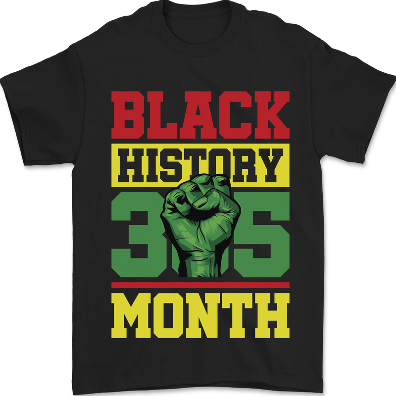 Black History Month Lives Matter Mens T-Shirt 100% Cotton Black