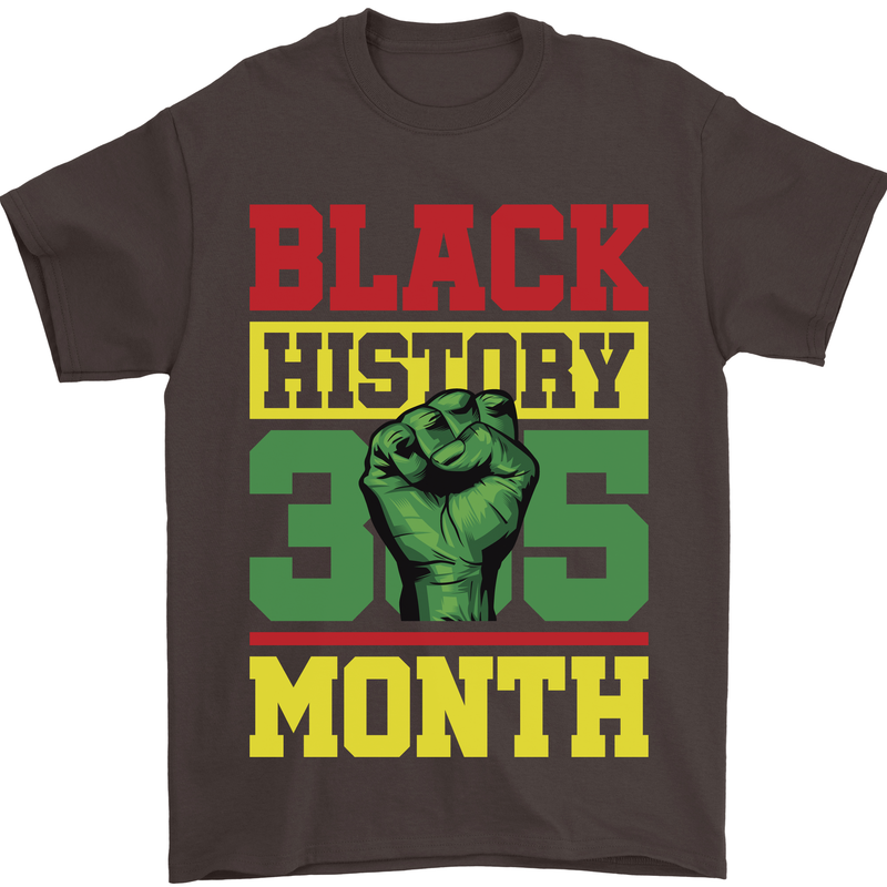Black History Month Lives Matter Mens T-Shirt 100% Cotton Dark Chocolate