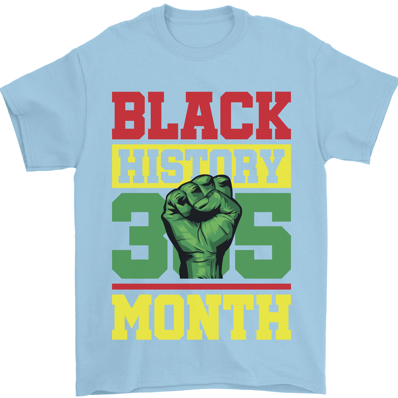 Black History Month Lives Matter Mens T-Shirt 100% Cotton Light Blue