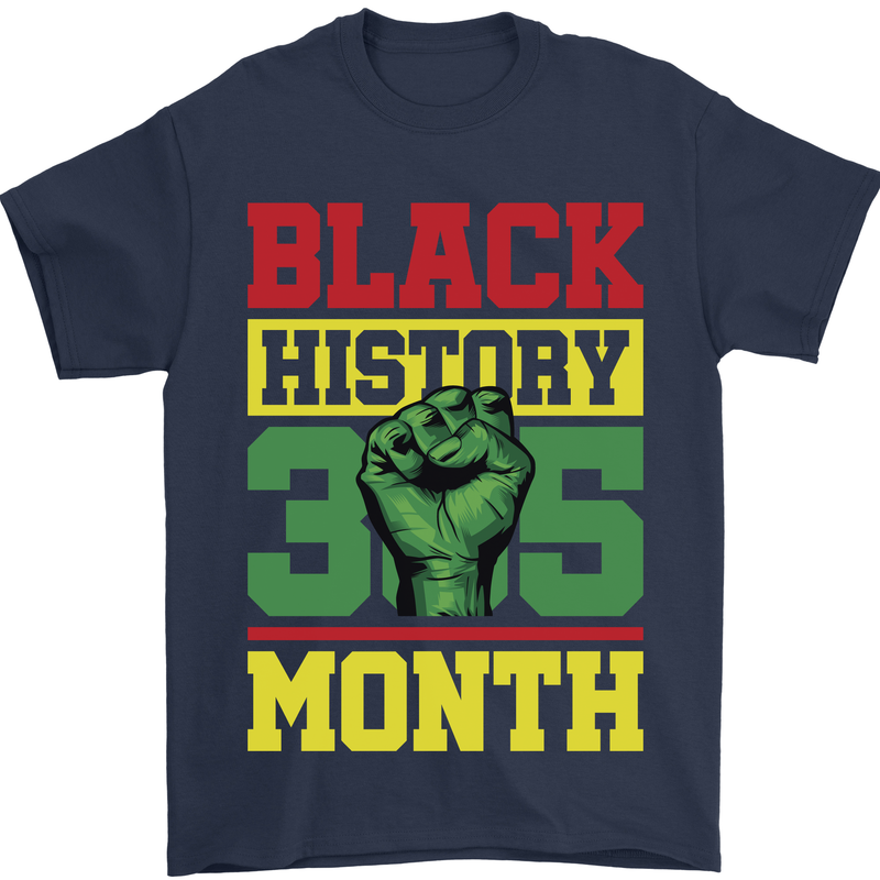 Black History Month Lives Matter Mens T-Shirt 100% Cotton Navy Blue