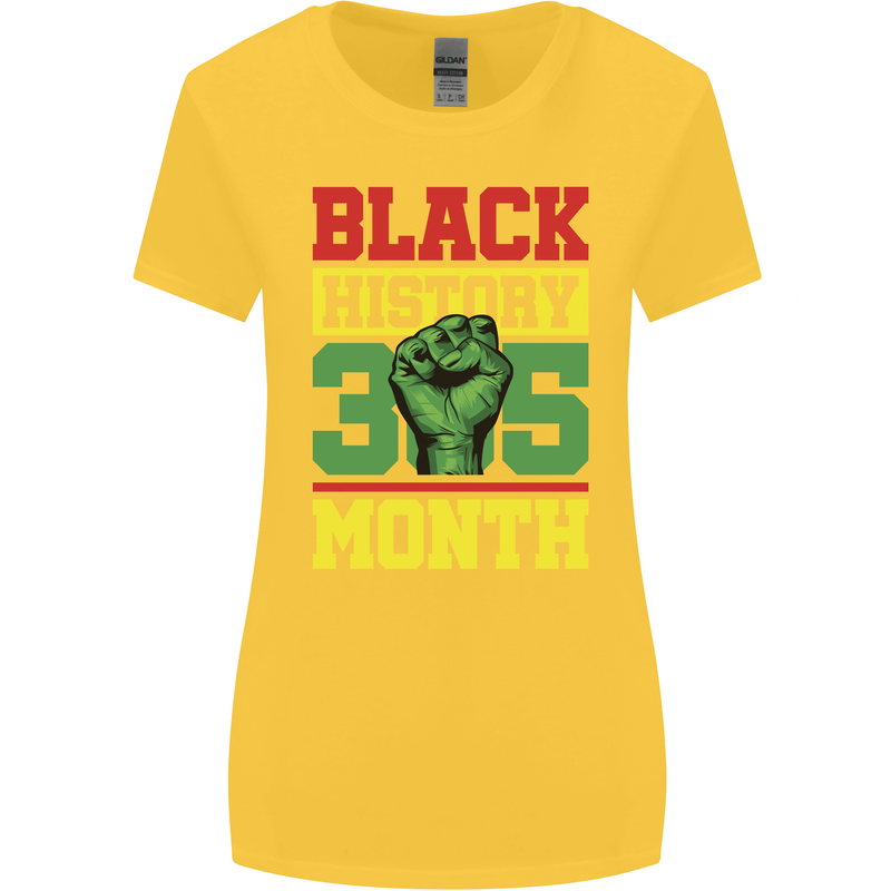 Black History Month Lives Matter Womens Wider Cut T-Shirt Yellow