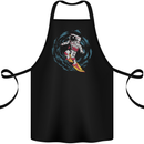 Black Hole Surfer Astronaut Space Surfing Cotton Apron 100% Organic Black
