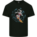 Black Hole Surfer Astronaut Space Surfing Mens Cotton T-Shirt Tee Top Black