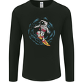Black Hole Surfer Astronaut Space Surfing Mens Long Sleeve T-Shirt Black