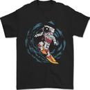 Black Hole Surfer Astronaut Space Surfing Mens T-Shirt 100% Cotton Black