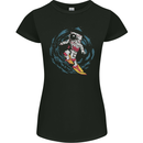 Black Hole Surfer Astronaut Space Surfing Womens Petite Cut T-Shirt Black