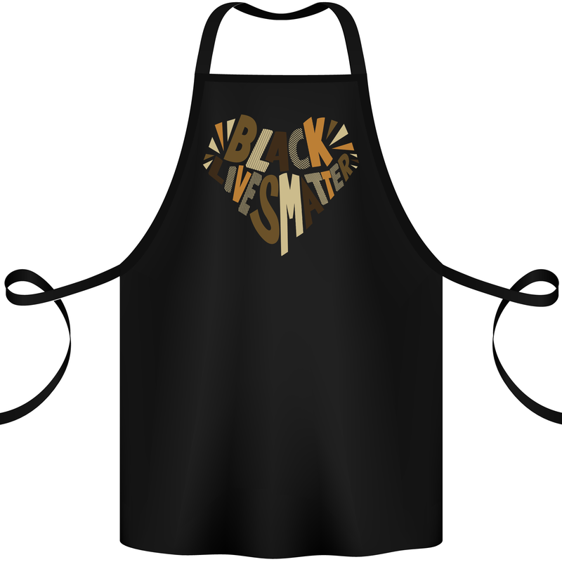 Black Lives Matter Heart Racial Equality Cotton Apron 100% Organic Black