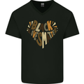 Black Lives Matter Heart Racial Equality Mens V-Neck Cotton T-Shirt Black