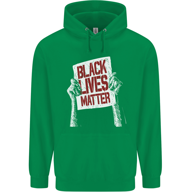 Black Lives Matter Racial Equality Sign Childrens Kids Hoodie Irish Green