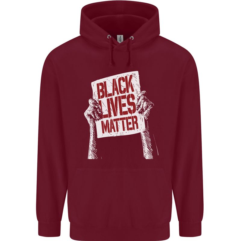 Black Lives Matter Racial Equality Sign Childrens Kids Hoodie Maroon