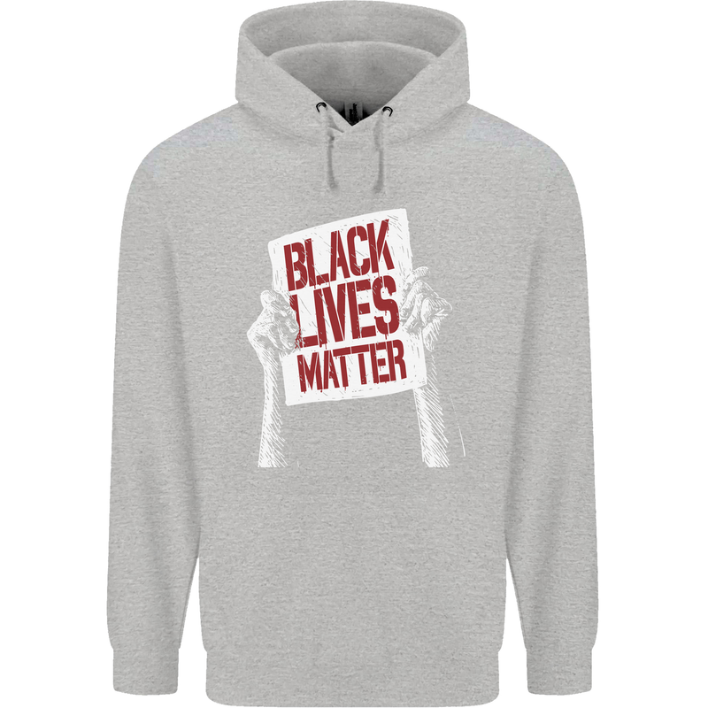 Black Lives Matter Racial Equality Sign Childrens Kids Hoodie Sports Grey