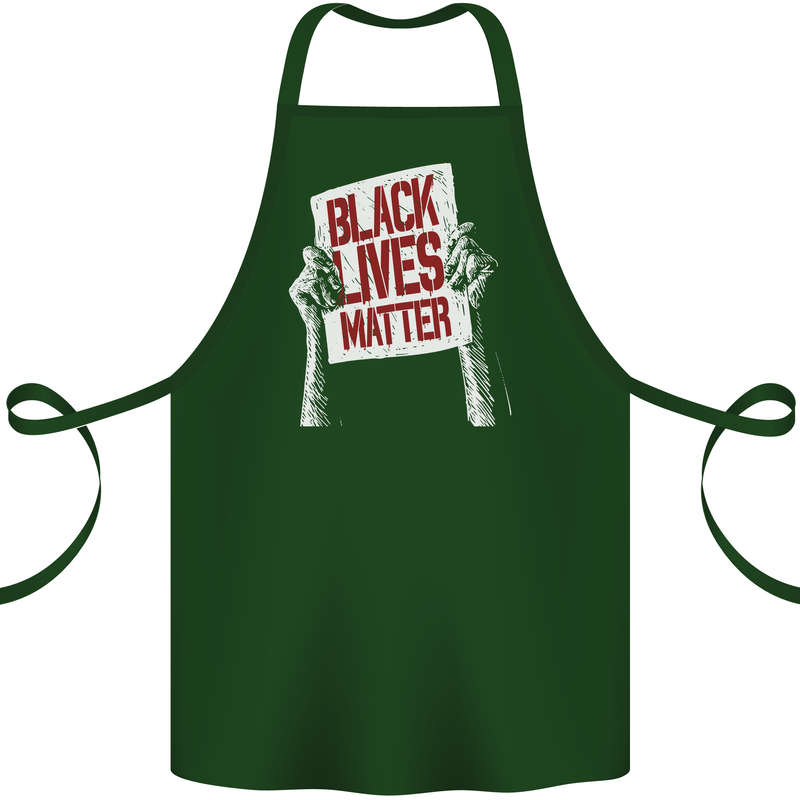 Black Lives Matter Racial Equality Sign Cotton Apron 100% Organic Forest Green