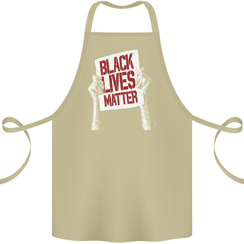 Black Lives Matter Racial Equality Sign Cotton Apron 100% Organic Khaki