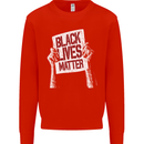 Black Lives Matter Racial Equality Sign Kids Sweatshirt Jumper Bright Red