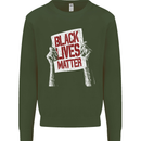 Black Lives Matter Racial Equality Sign Kids Sweatshirt Jumper Forest Green