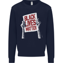 Black Lives Matter Racial Equality Sign Kids Sweatshirt Jumper Navy Blue