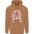 Black Lives Matter Racial Equality Sign Mens 80% Cotton Hoodie Caramel Latte