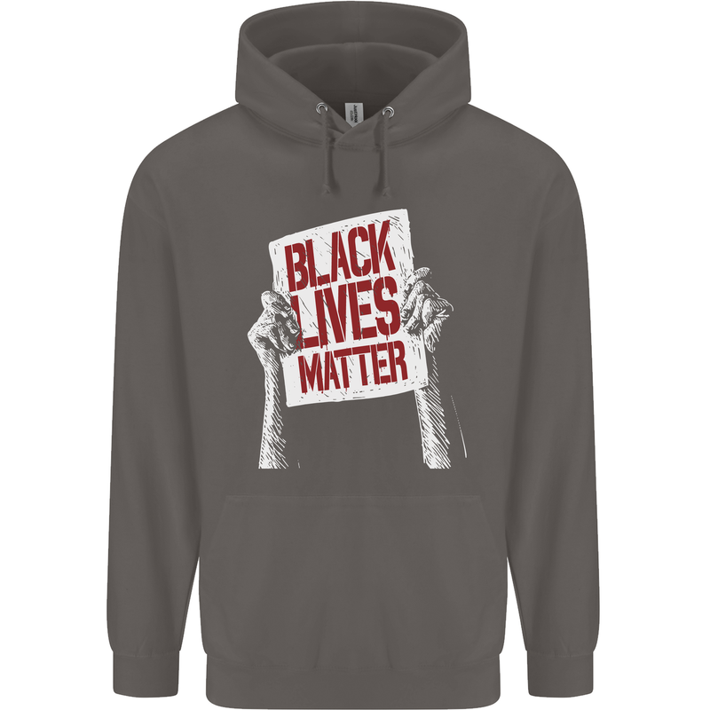 Black Lives Matter Racial Equality Sign Mens 80% Cotton Hoodie Charcoal