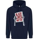 Black Lives Matter Racial Equality Sign Mens 80% Cotton Hoodie Navy Blue
