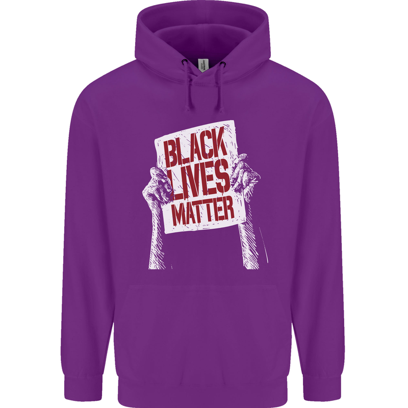 Black Lives Matter Racial Equality Sign Mens 80% Cotton Hoodie Purple