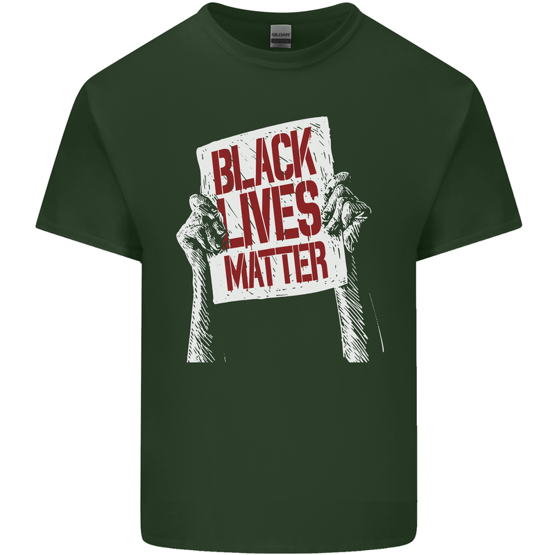 Black Lives Matter Racial Equality Sign Mens Cotton T-Shirt Tee Top Forest Green
