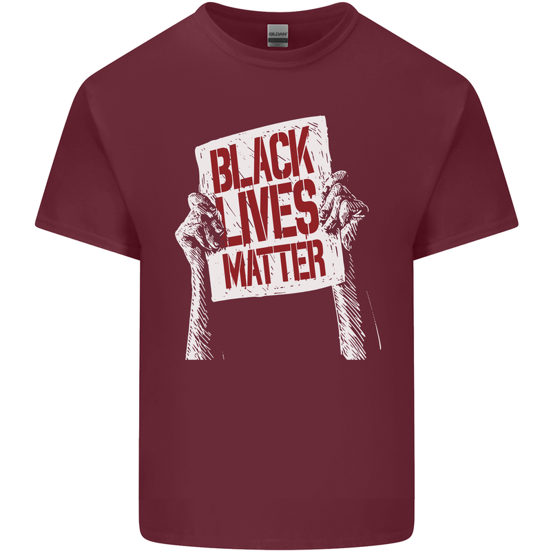 Black Lives Matter Racial Equality Sign Mens Cotton T-Shirt Tee Top Maroon