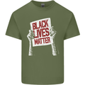Black Lives Matter Racial Equality Sign Mens Cotton T-Shirt Tee Top Military Green