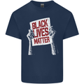 Black Lives Matter Racial Equality Sign Mens Cotton T-Shirt Tee Top Navy Blue