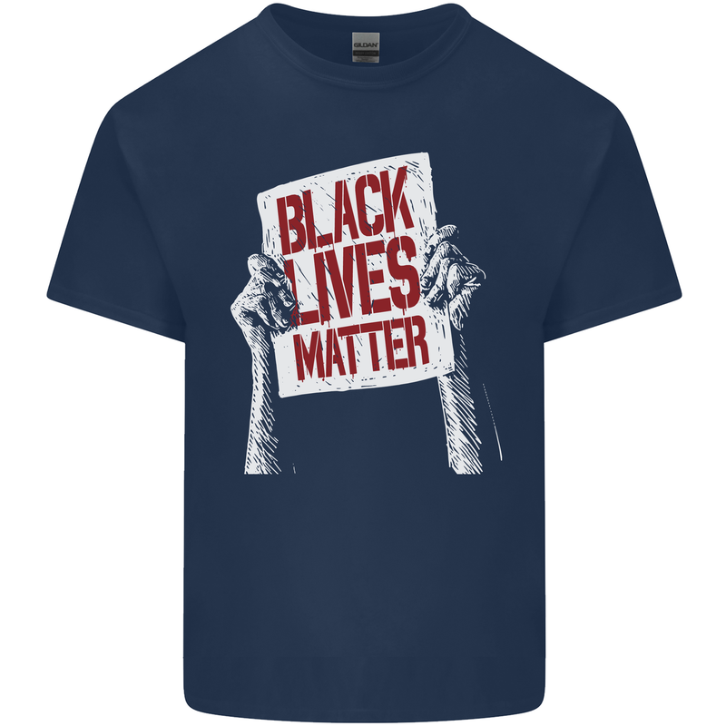 Black Lives Matter Racial Equality Sign Mens Cotton T-Shirt Tee Top Navy Blue
