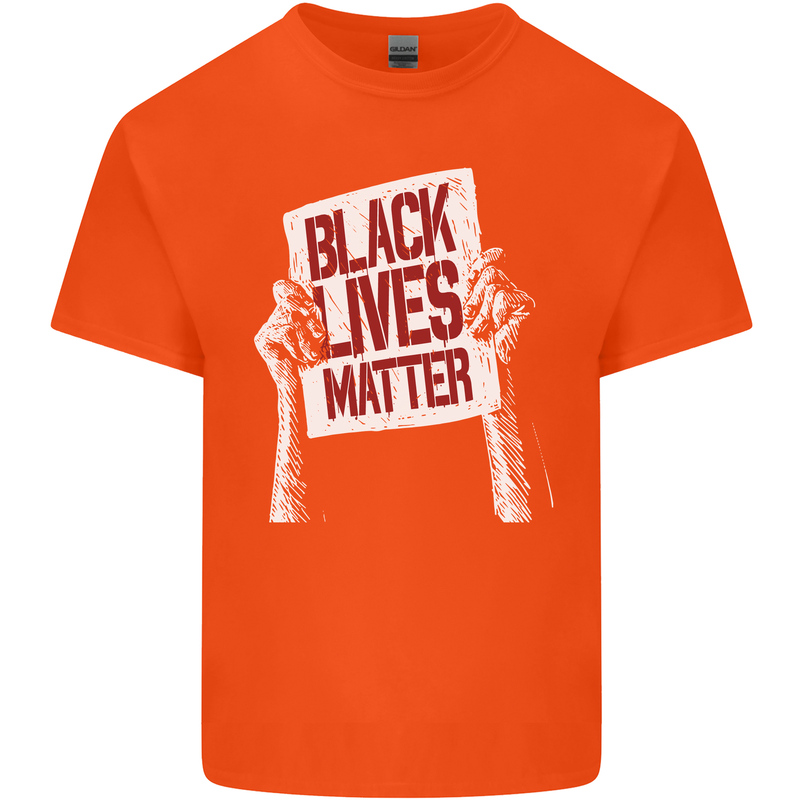 Black Lives Matter Racial Equality Sign Mens Cotton T-Shirt Tee Top Orange