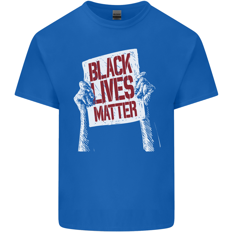 Black Lives Matter Racial Equality Sign Mens Cotton T-Shirt Tee Top Royal Blue