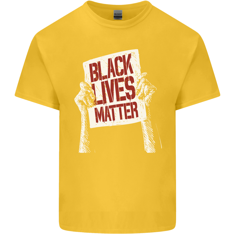 Black Lives Matter Racial Equality Sign Mens Cotton T-Shirt Tee Top Yellow
