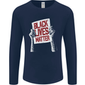 Black Lives Matter Racial Equality Sign Mens Long Sleeve T-Shirt Navy Blue