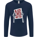 Black Lives Matter Racial Equality Sign Mens Long Sleeve T-Shirt Navy Blue