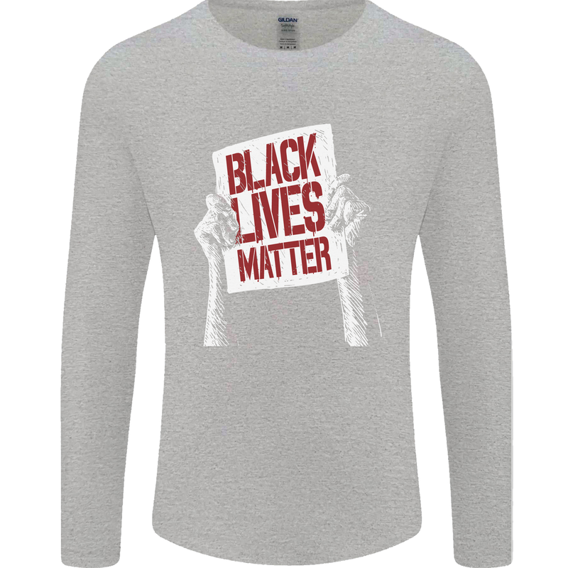 Black Lives Matter Racial Equality Sign Mens Long Sleeve T-Shirt Sports Grey