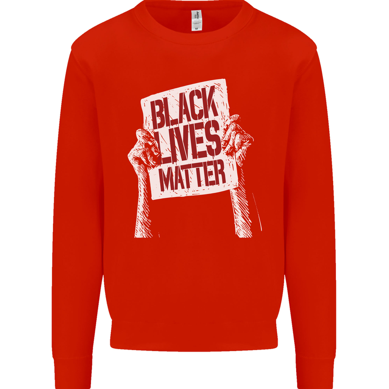 Black Lives Matter Racial Equality Sign Mens Sweatshirt Jumper Bright Red