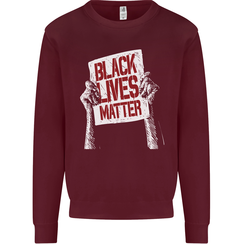 Black Lives Matter Racial Equality Sign Mens Sweatshirt Jumper Maroon